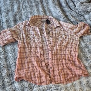 Harley Davidson 🖤 Pink Plaid Button-Up Shirt (631)